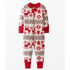 Hanna Andersson Baby Holiday Deer Zip Sleeper Pajama Sz 6-9m Organic Cotton